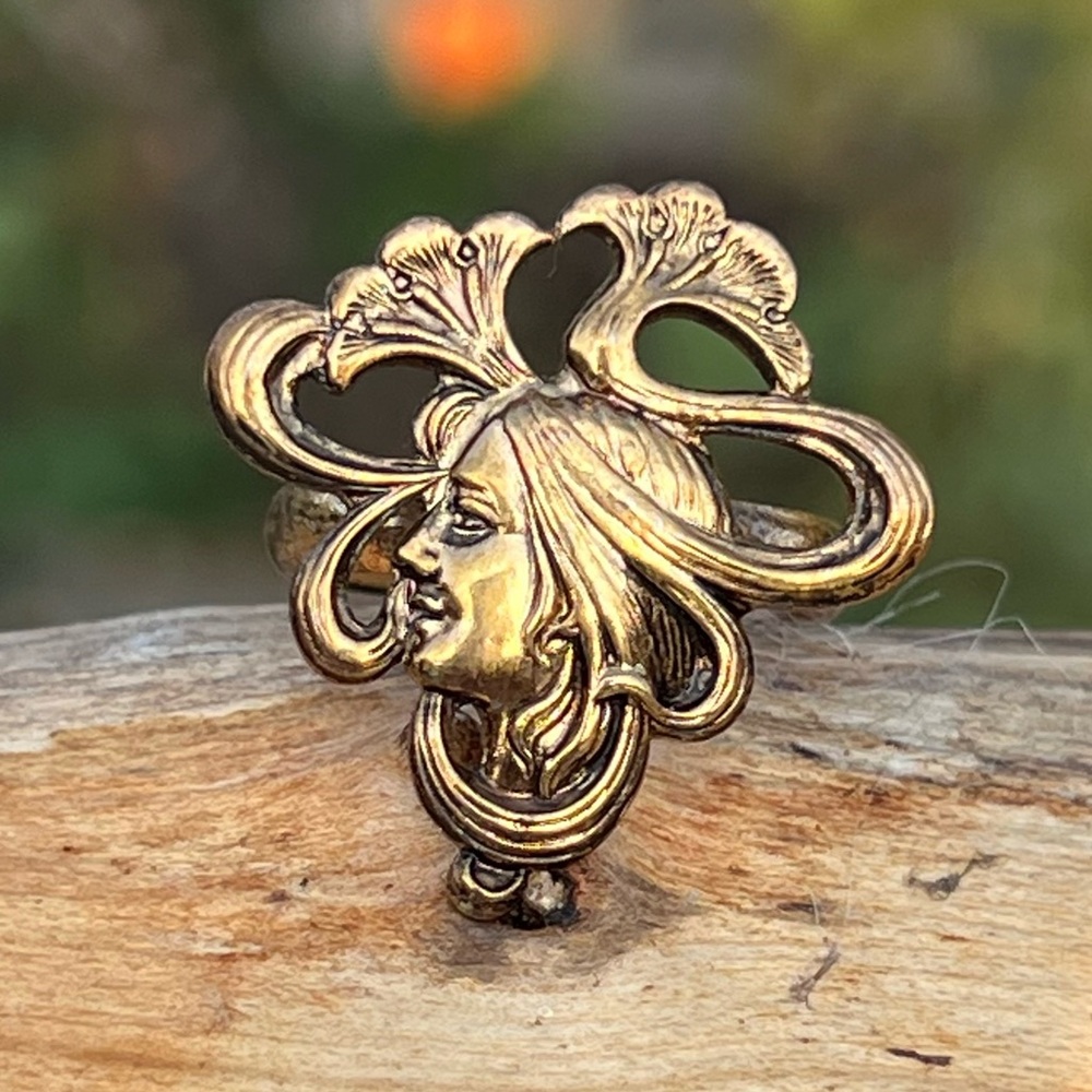 Vintage Art Nouveau Adjustable Lady Rings – Estate Gold-Plated – Size 4 to 8 - Picture 2 of 7